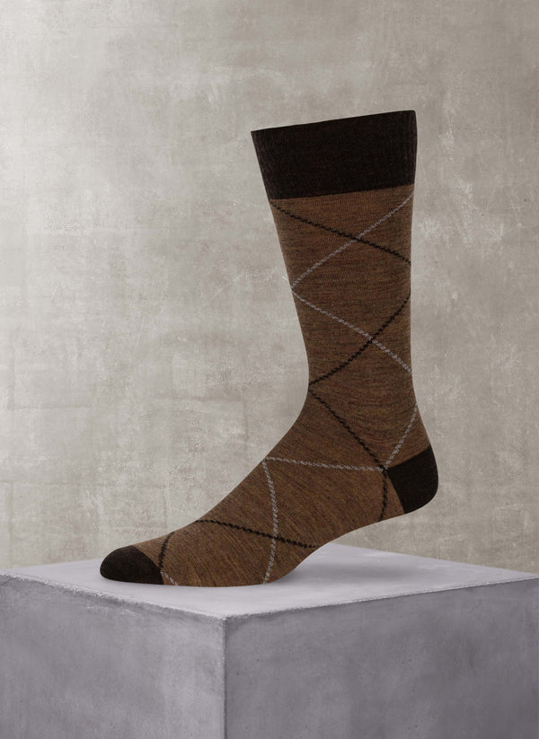 Merino Wool Raker Sock in Brown