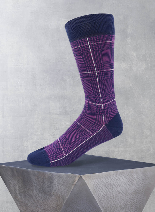 Plaid Sock in Navy and Purple