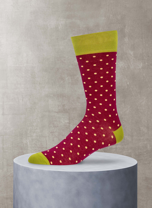 Medium Dots Sock in Fuchsia and Lime