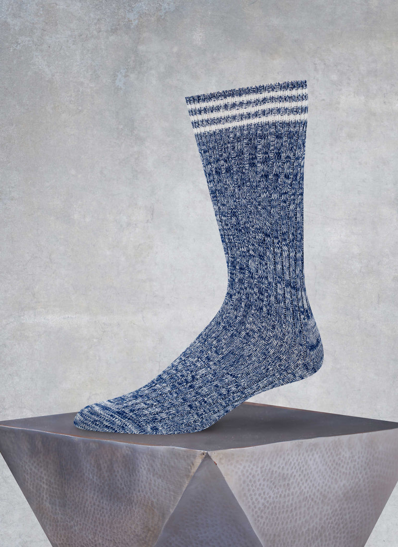 Twisted Solid Cotton Sock in Navy