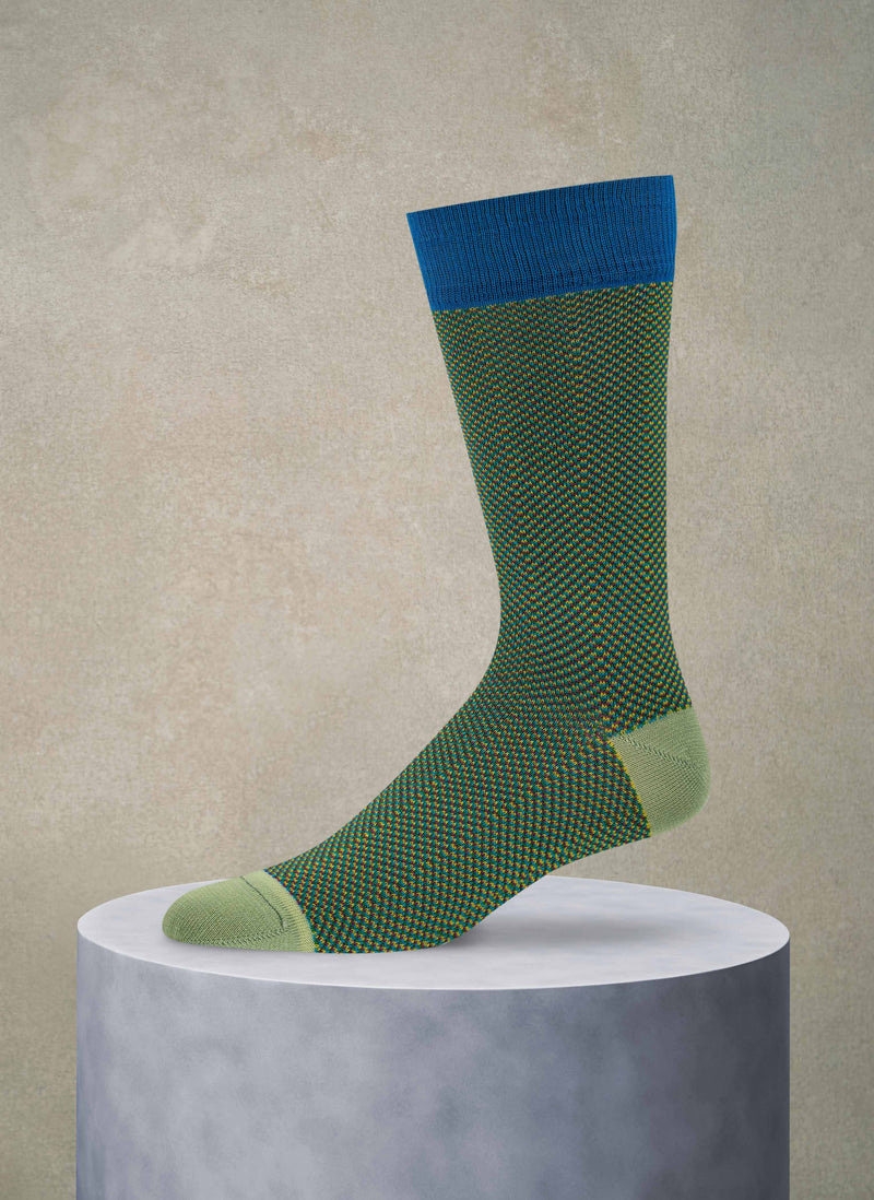 Fancy Chevron Weave Stripe Sock in Green