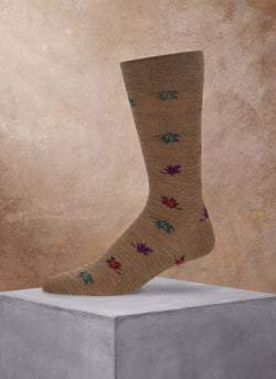 Merino Wool Maple Leaf Sock in Taupe