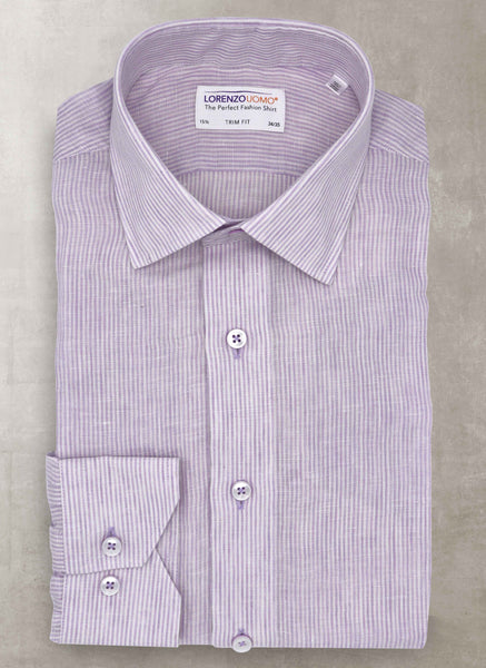 Alexander in Lavender Linen Stripe Shirt, Featuring Custom Roll-up Cuf ...