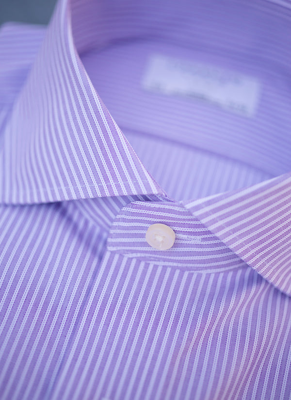 collar of purple stripe with white button