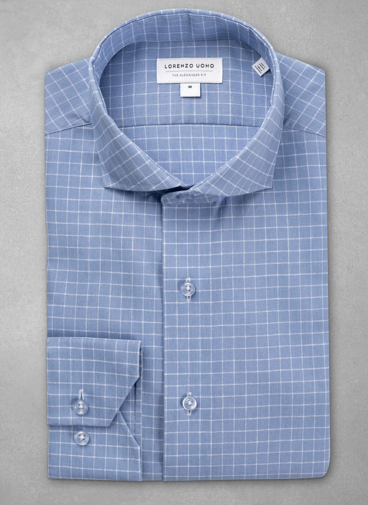 check dress shirt Alexander in Light Blue Check Shirt L