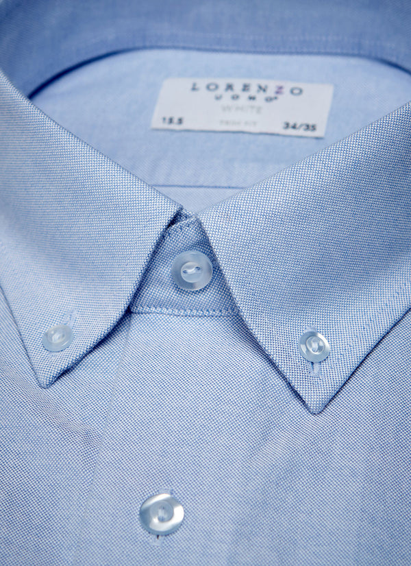 Blue Oxford Button Down Shirt Collar