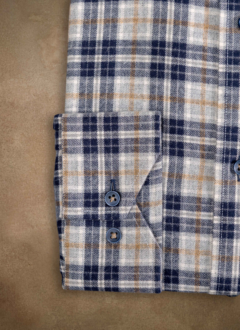 Sport Shirt in Black and Tan Plaid Cuff