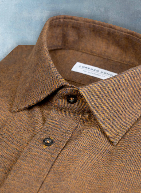 Sport Shirt in Solid Brown Collar