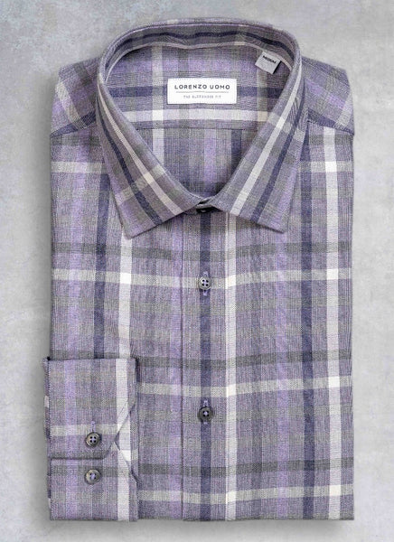 Alexander Sport Shirt in Solid Blue Herringbone