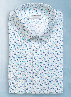 Alexander in Printed Multi-Blue "Clovers" Shirt