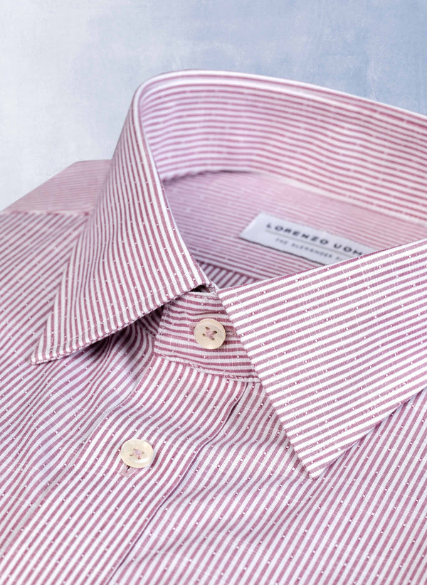 Alexander "Venetian Stripe" Shirt in Washed Bordeaux