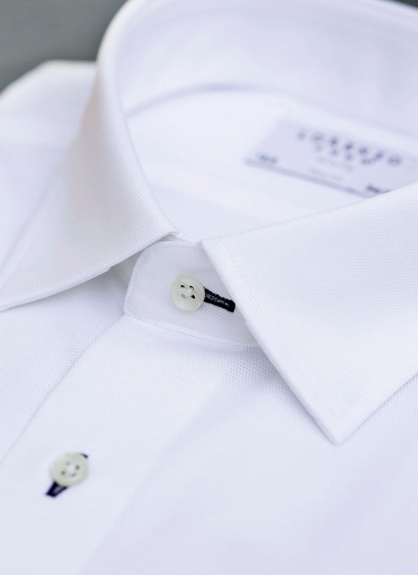 White Knit Shirt Collar with detailed button hole