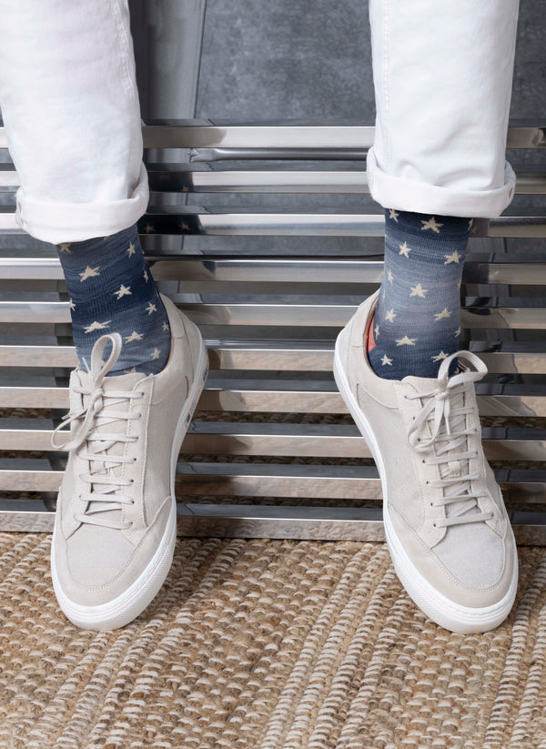 Americana Sock-Space Dye Stars on Suede Sneakers