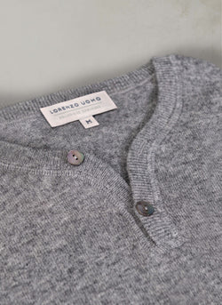 Men's St. Germain Henley 2-Button Cashmere Sweater in Light Grey