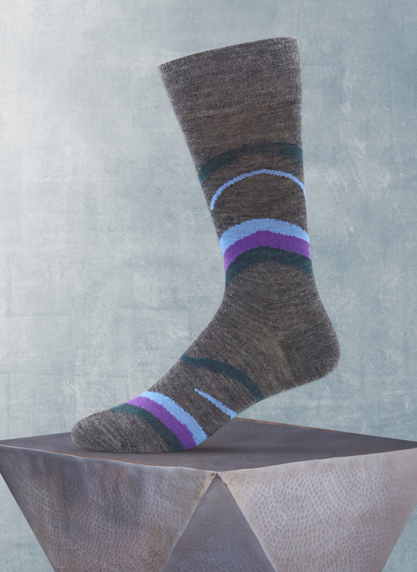 Merino Wool Abstract Swirl Sock in Grey