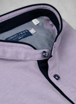 The Perfect Polo Shirt with Band Collar in Lavender