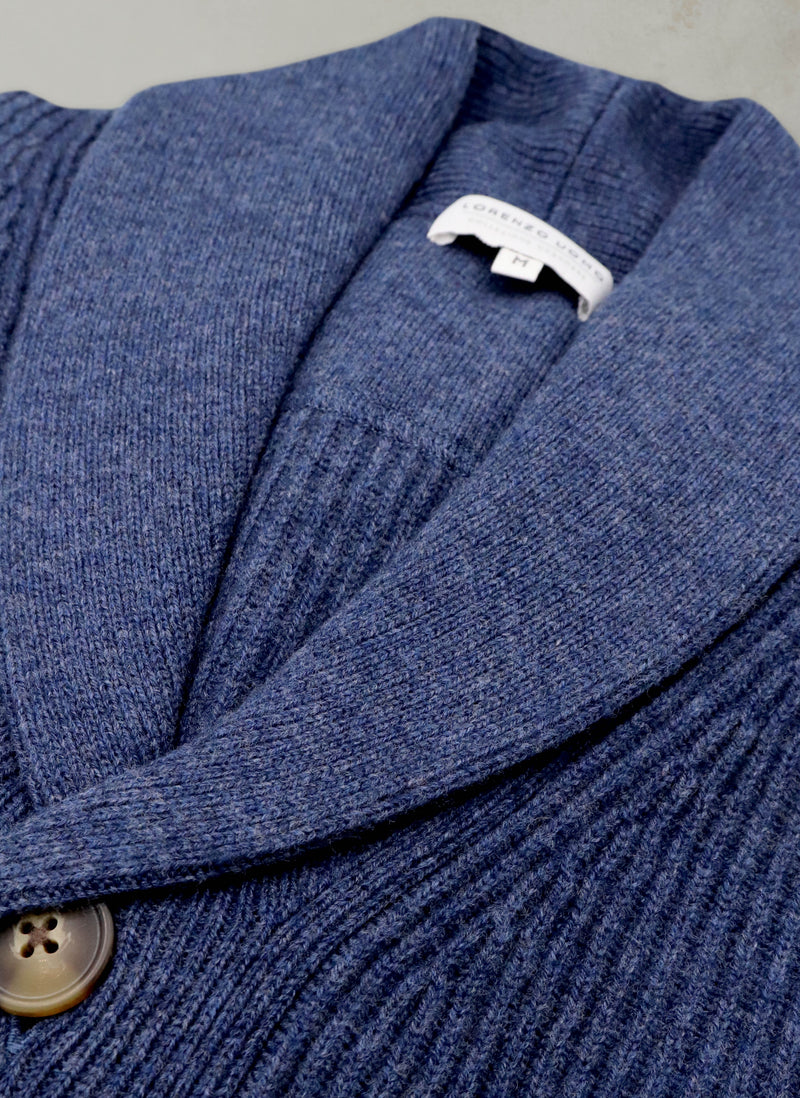 Men's Telluride Rib Cashmere Button Cardigan Sweater in Hale Navy