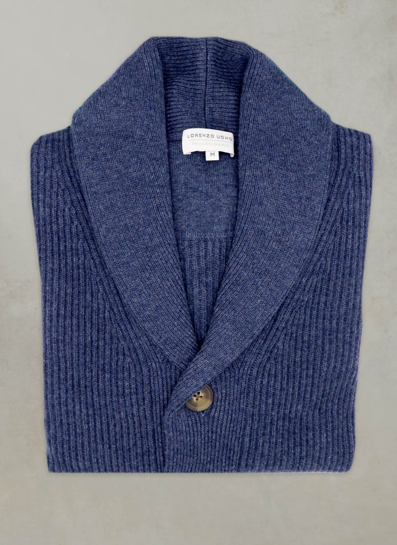 Men's Telluride Rib Cashmere Button Cardigan Sweater in Hale Navy