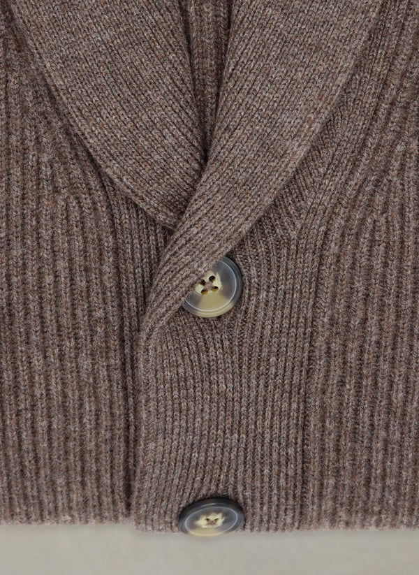 Men's Telluride Cashmere Rib Button Cardigan Sweater in Ranch Brown Heather