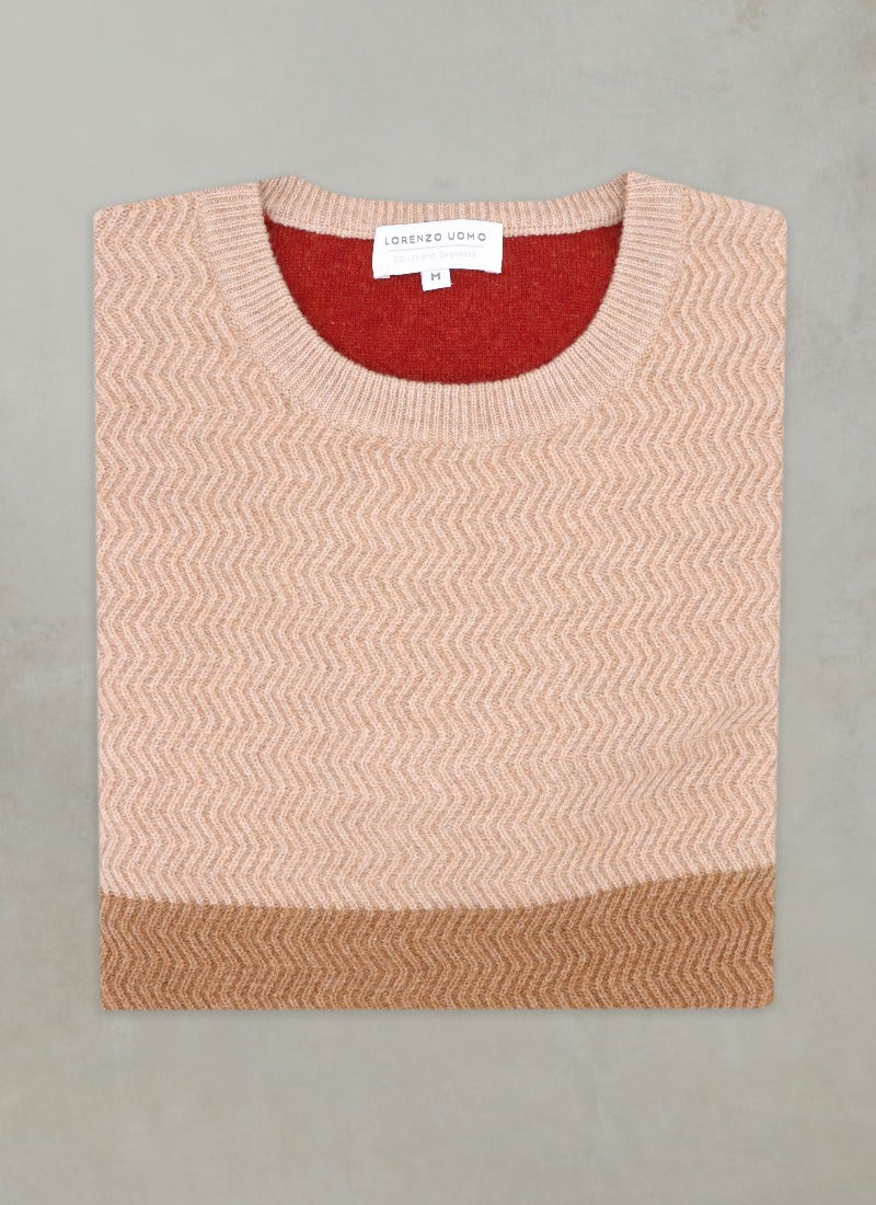 flat lay image of our men's dolomite cashmere herringbone sweater in total camel