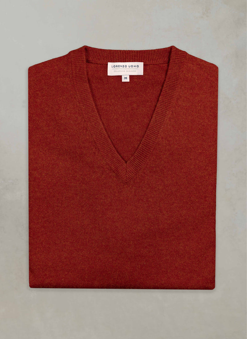 Men's Tribeca V-Neck Cashmere Sweater in Cinna