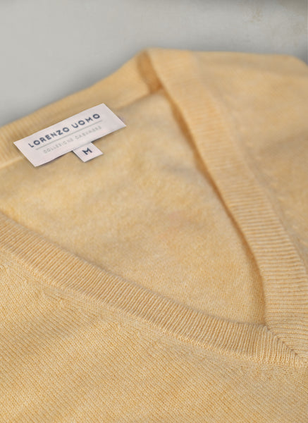 Men's Tribeca V-Neck Cashmere Sweater in Heather Brown