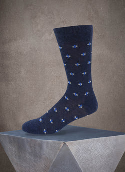 Genova Four Cube and Squares Sock in Navy