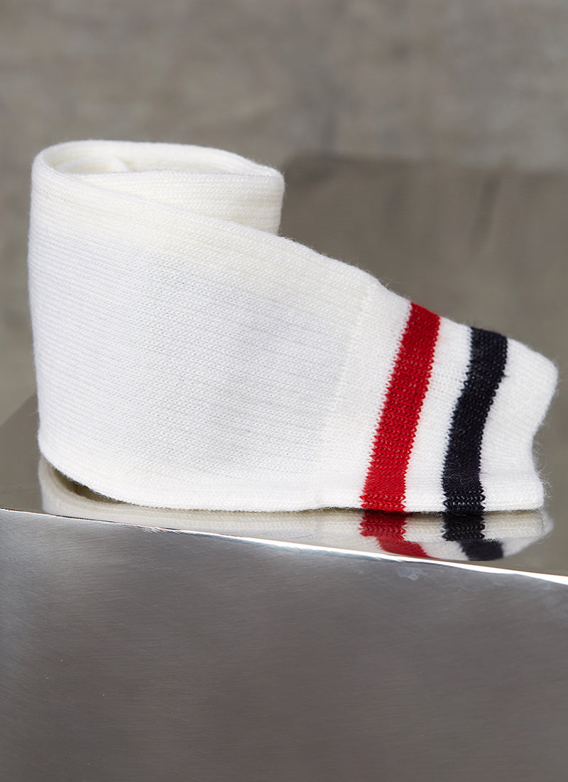 Rolled Merino Wool Collegiate Rib Sock in Ivory