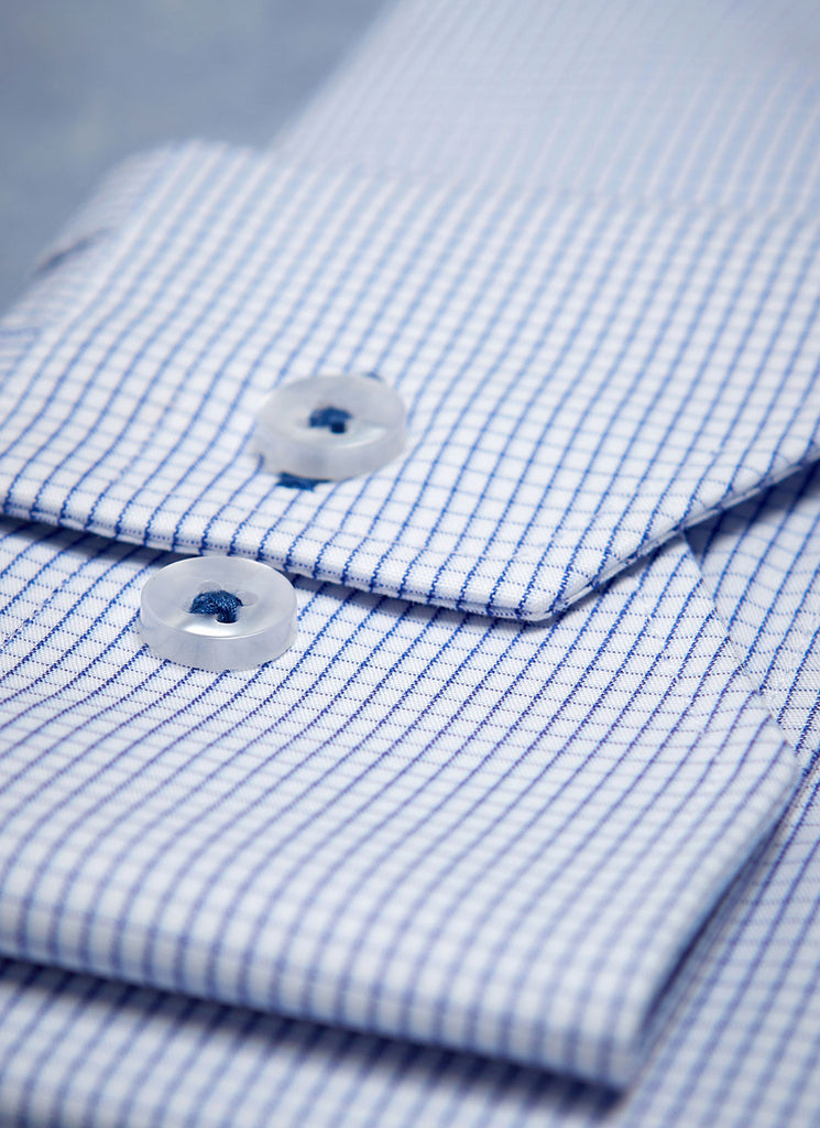 Alexander in Blue Mini Windowpane Shirt  Lorenzo Uomo