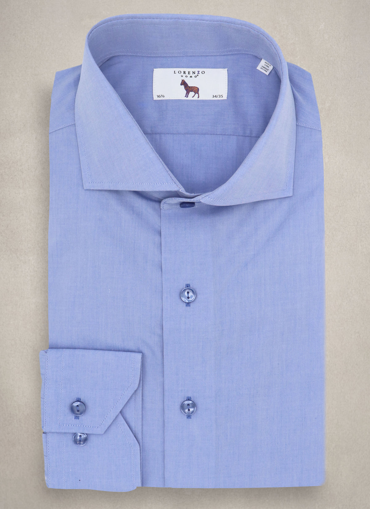 lorenzo uomo trim fit dress shirt Alexander in Blue Solid Shirt 17 34/35