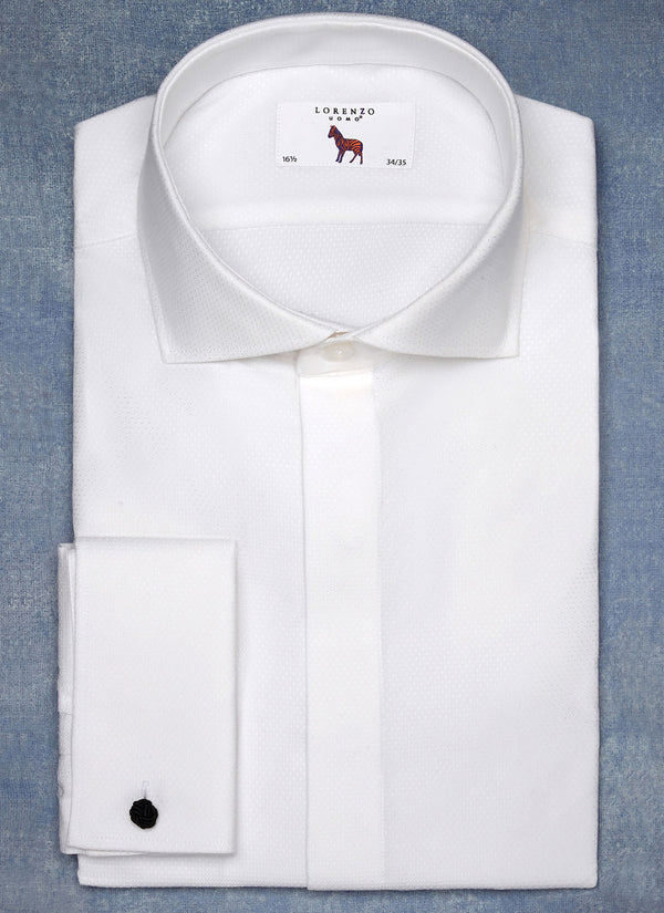 Alexander Formal Diamond Pattern in French Cuff White Shirt