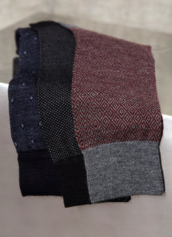 Merino Wool Diamond Birdseye Sock in Navy