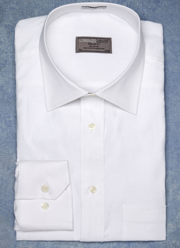 William Fullest Fit Shirt in White Oxford Basketweave