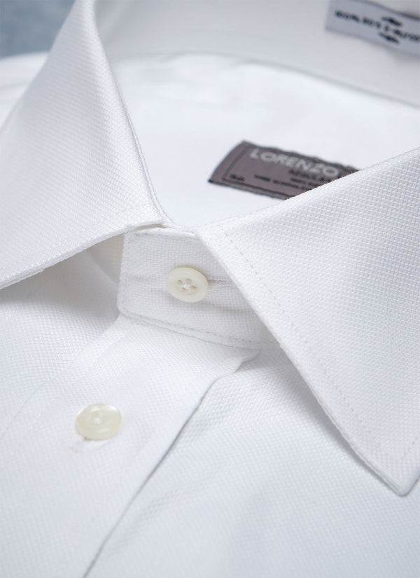 William Fullest Fit Shirt in White Oxford Basketweave
