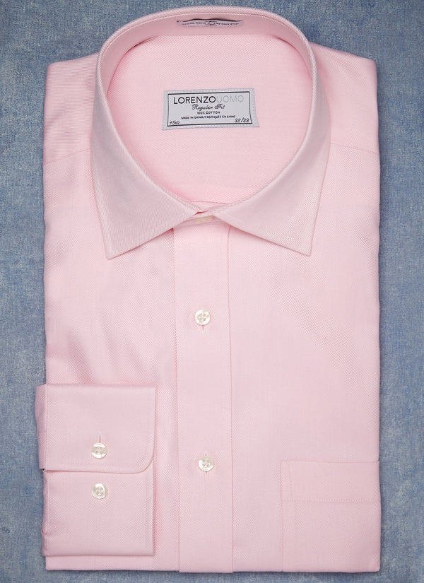 solid pink twill dress shirt
