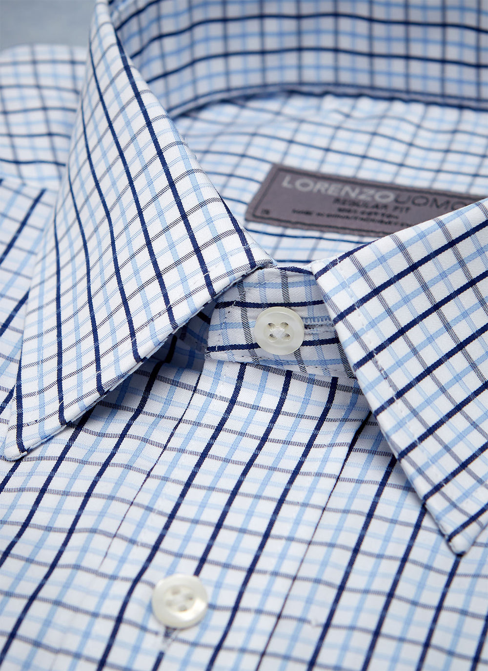 windowpane dress shirt William Fullest Fit Shirt in Blue Windowpane 16.5 32/33