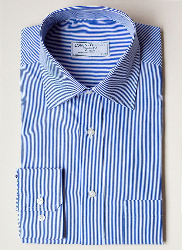 William Fullest Fit Shirt in Thin Blue Thin Stripe