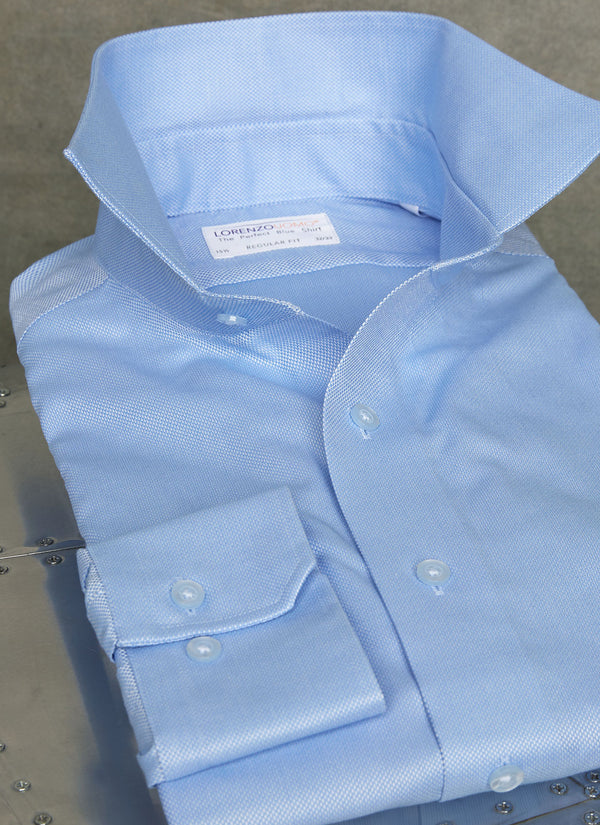 popped collar of The Perfect White Shirt® in Blue-William Fullest Fit 