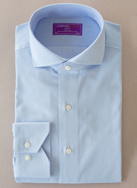 Maxwell in Blue and White Thin Stripe Shirt – Lorenzo Uomo