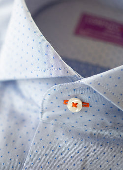 Maxwell in Textured Blue Dot Shirt