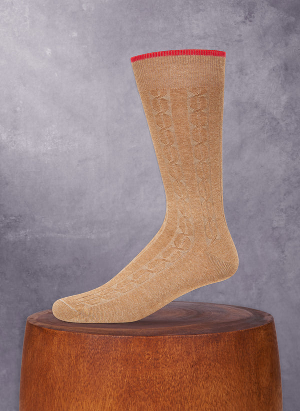 Solid Cable Sock in Tan