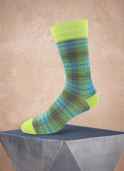 Micro Plaid Sock in Lime