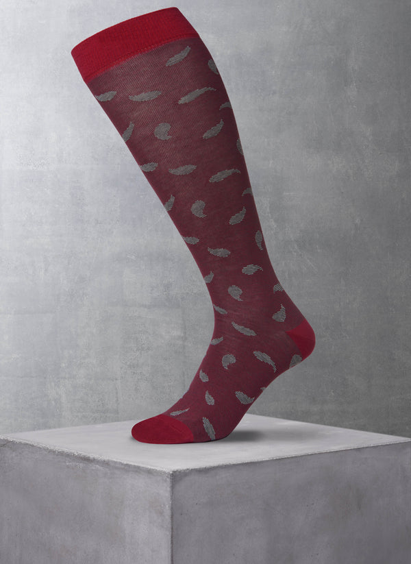 Mille Righe Paisley Over The Calf Sock in Magenta