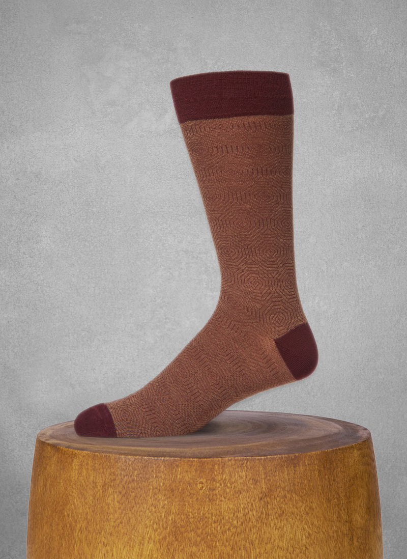 Merino Wool Hexagon Sock in Bordeaux