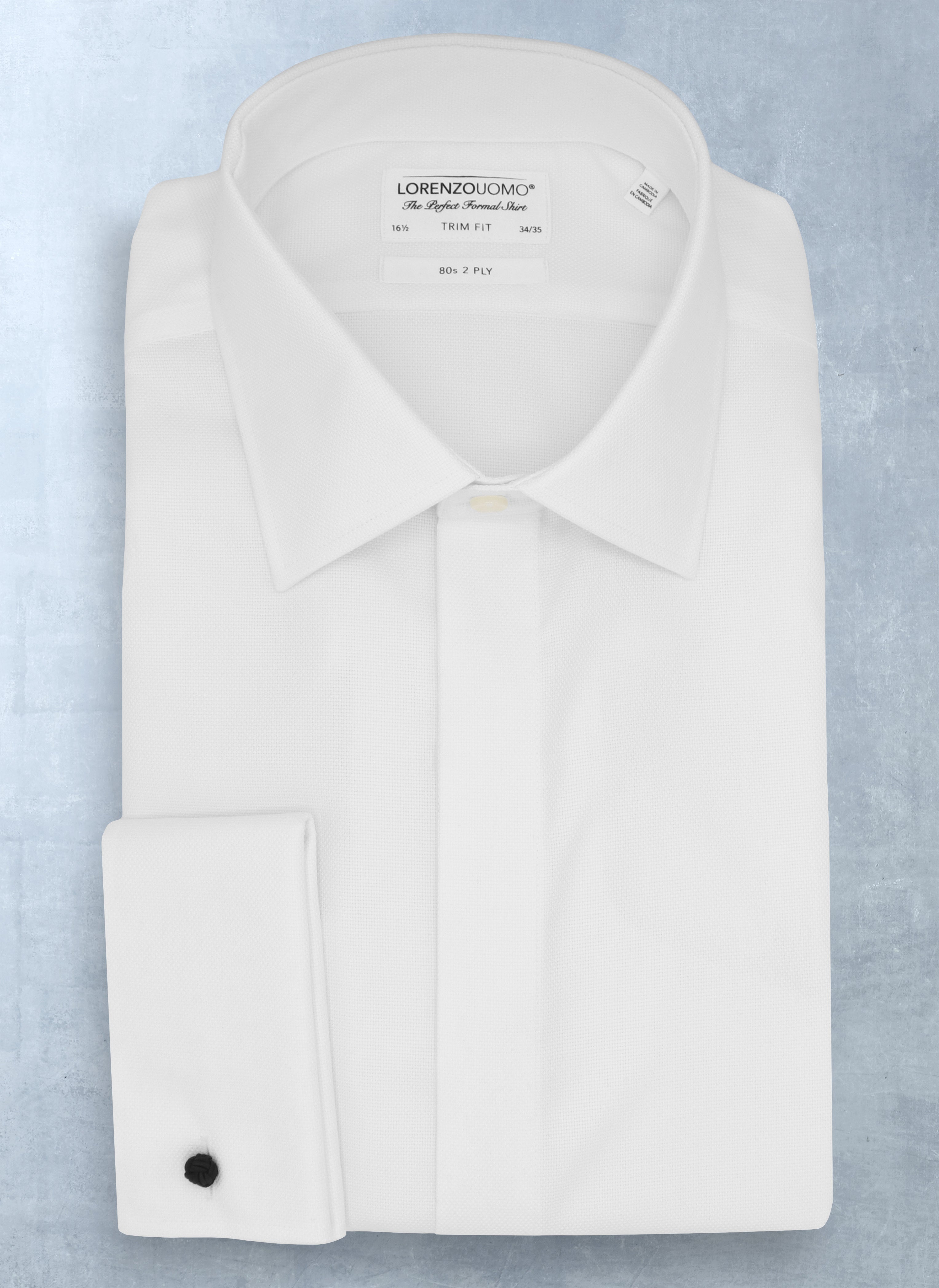 William in White Nano Grid Textured French Cuff Shirt