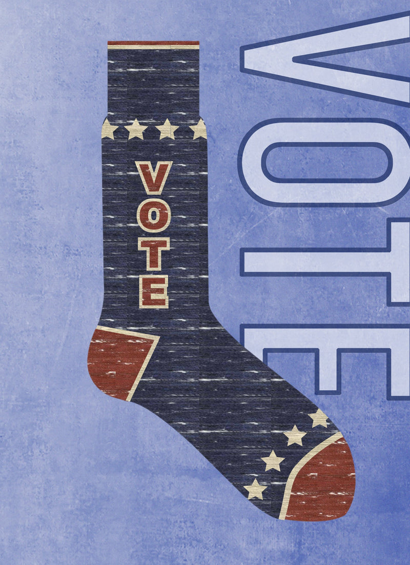Vintage vote sock in blue and stars