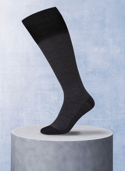 Merino Wool Over the Calf Checker Sock in Black