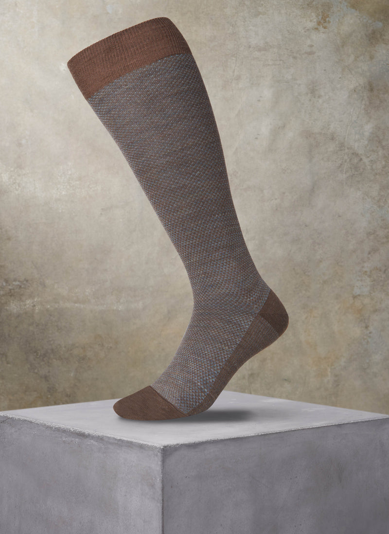 Merino Wool Diamond Over the Calf Sock in Tan