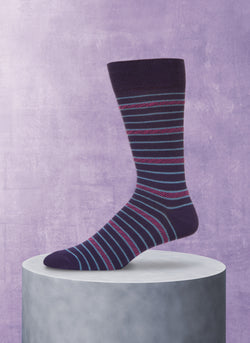 Dashed Simple Stripe Sock Dark Purple