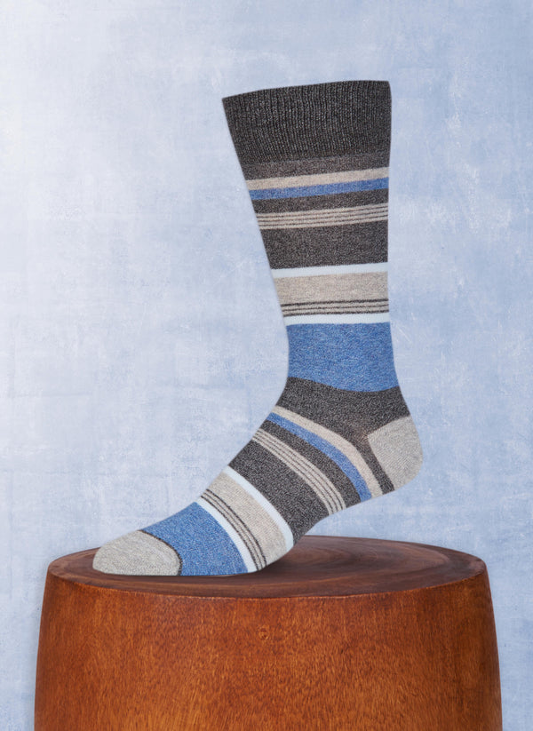 Jaspe Variety Cotton Stripe Sock in Charcoal